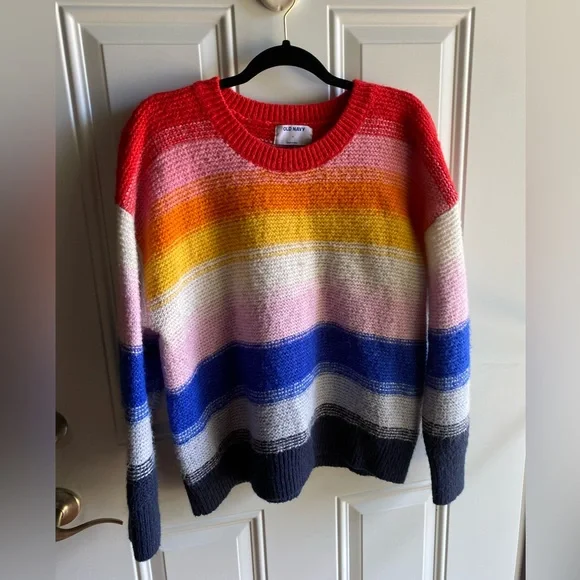 Old Navy Women's Sweater Large Rainbow LGBTQIA Pride Pullover Soft Knit Size L - Picture 1 of 3